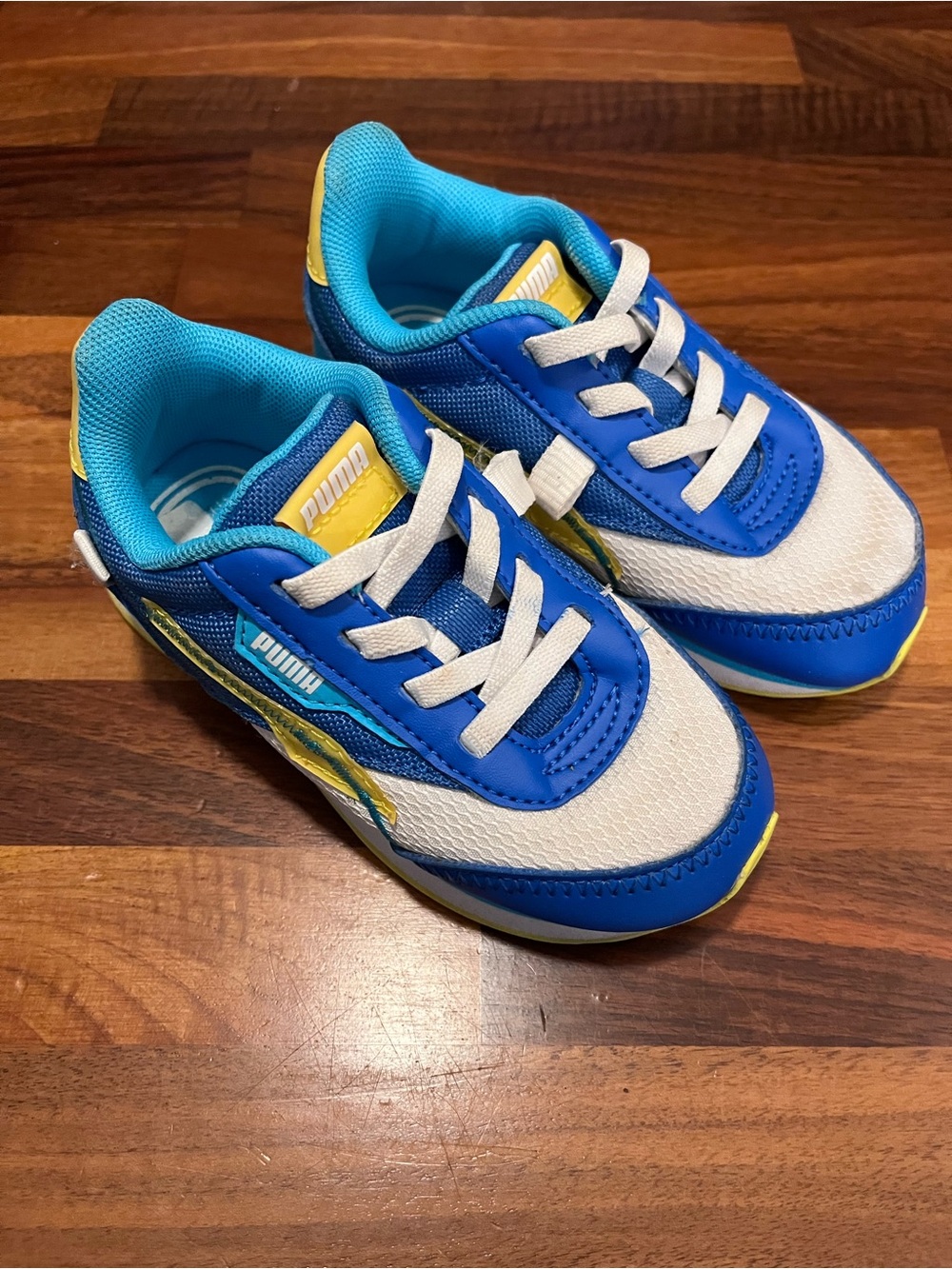 Puma Kids Blue, White & Yellow Low-Top Sneakers